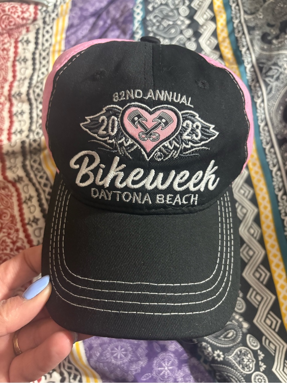 Bikeweek Daytona Beach Embroidered Black & Pink Cap